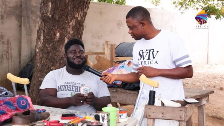 Physically challenged cobbler abandoned by parents receives Ghs1300 through SVTV Africa Foundation