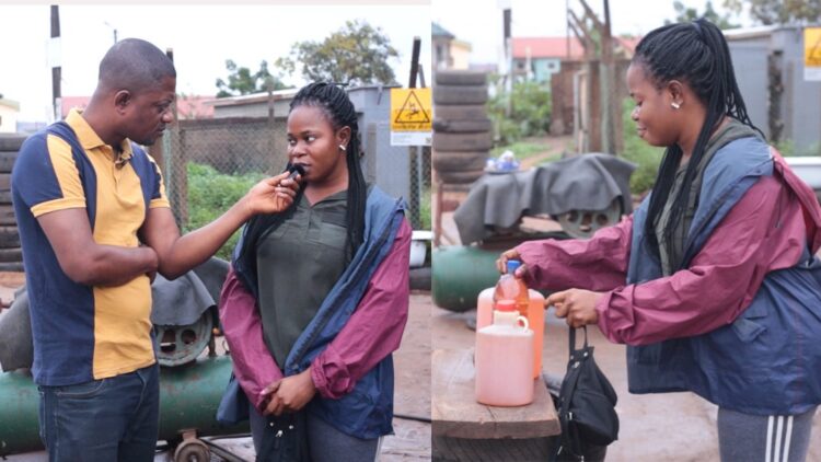 Meet lady who sells fuel in gallons to survive; she makes Ghs3 per gallon