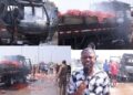 Tomato truck catches fire on Tema motorway, owner loses over GHS3000